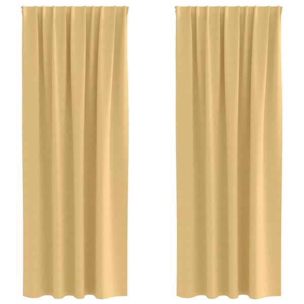 vidaXL Blackout Curtains with Rings 2 pcs Beige 245 x 140 cm Polyester