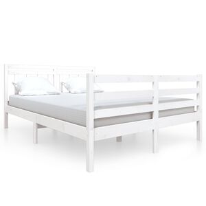 vidaXL Bed Frame without Mattress White Double Solid Wood