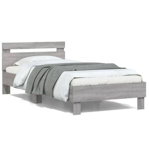 vidaXL Bed Frame without Mattress with Headboard Grey Sonoma 100x200cm