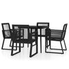 vidaXL 5 Piece Garden Dining Set Black