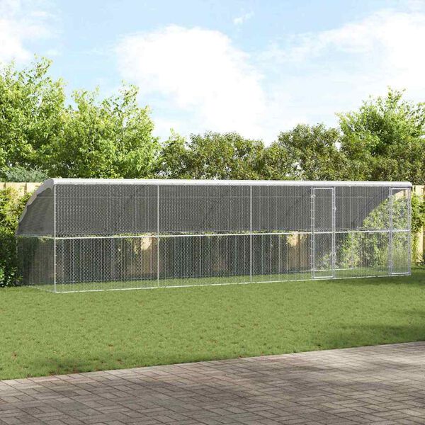 vidaXL Chicken Cage 4 pcs Silver 800 x 200 x 198.5 cm Galvanised Steel