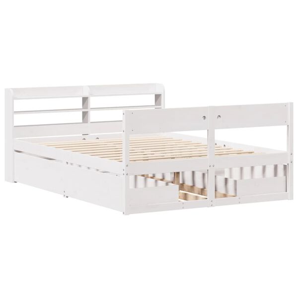 vidaXL Bed Frame without Mattress White 120x190 cm Small Double Solid Wood Pine