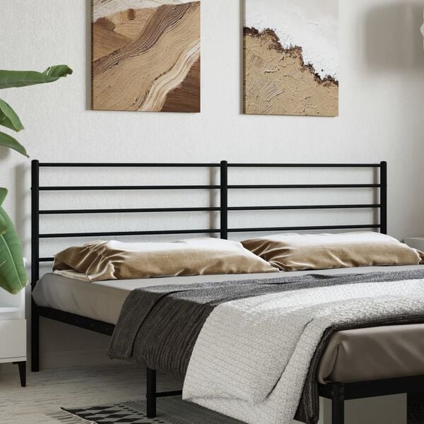 vidaXL Metal Replace Headboard Black 200 cm