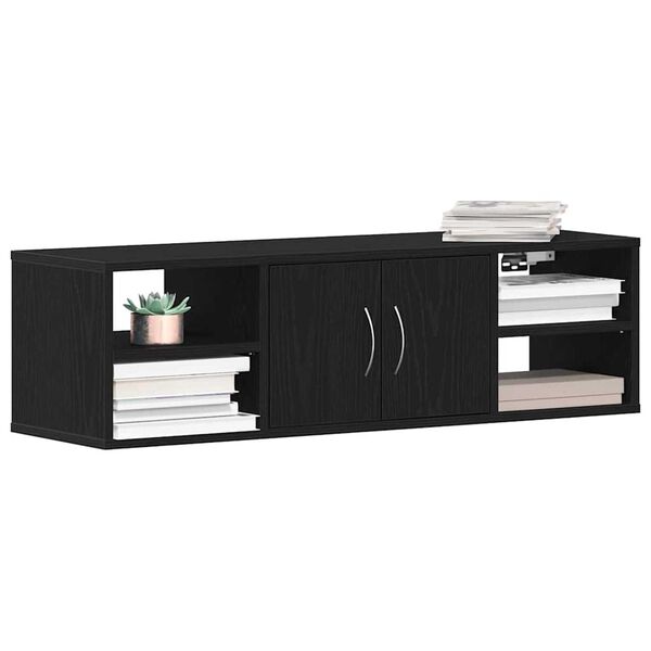 vidaXL Wall Shelf with Door Black Oak 140 x 41 x 75 cm Engineered Wood