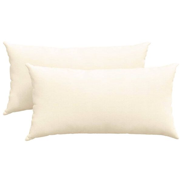vidaXL Sofa Pillows 2 pcs Cream 80 x 40 cm Corduroy Fabric
