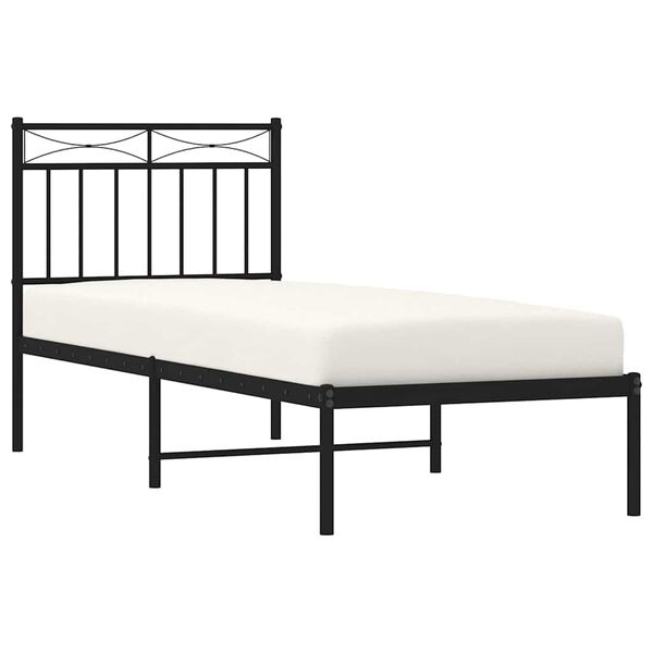 vidaXL Metal Bed Frame without Mattress with Headboard Black 75x190cm