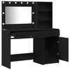 vidaXL Dressing Table with Mirror Lights 2 pcs Black Engineered Wood