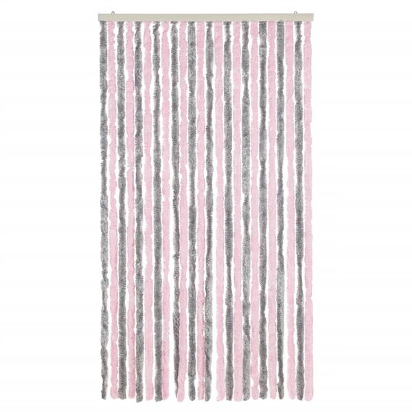 vidaXL Fly Curtain Silver Grey and Pink 100x220 cm Chenille