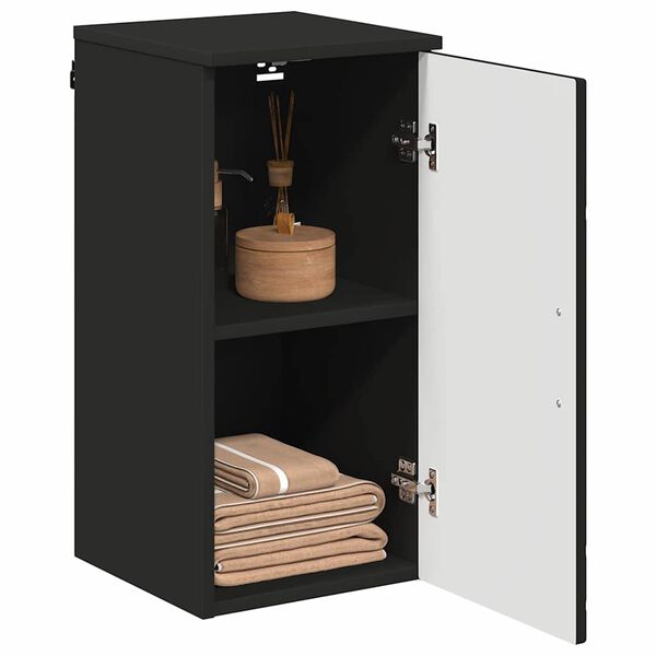 vidaXL Bathroom Cabinet Wall-mounted with Door Black 30 x 31.5 x 61 cm
