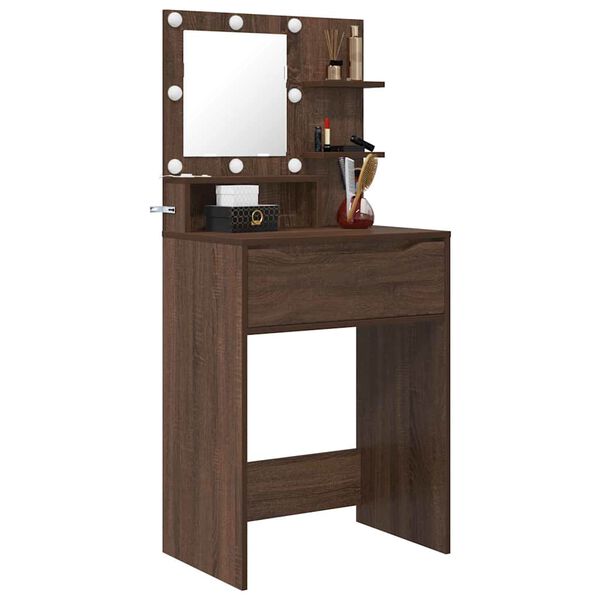 vidaXL Bedroom Dressing Tables with Shelf Brown Oak 80 x 39.6 x 135 cm