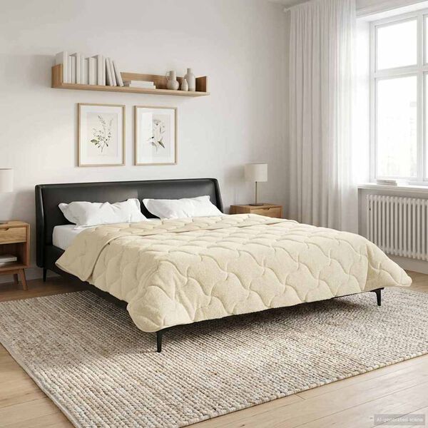 vidaXL Winter Duvet Cream 220 x 240 cm Microfiber and Teddy fleece