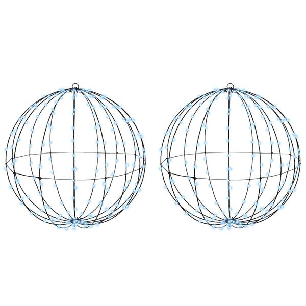 vidaXL Ball with 384 LEDs 2 pcs Cold white 60 cm Metal