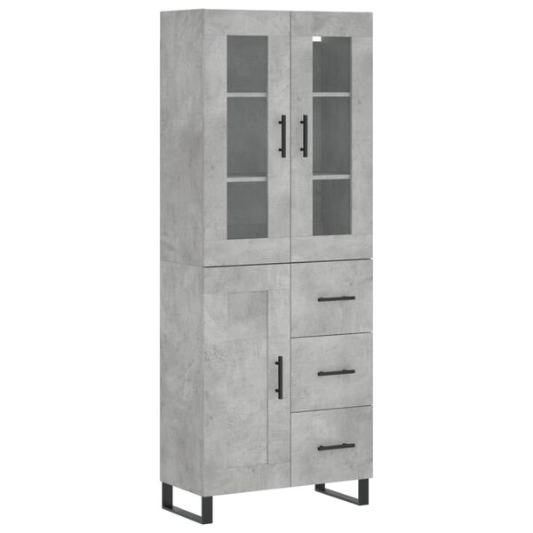 vidaXL Highboard Concrete Grey 69.5x34x180 cm Engineered Wood