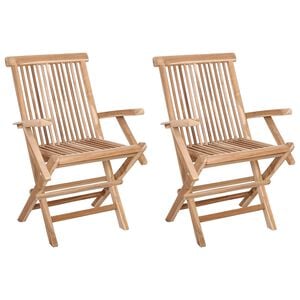 vidaXL Folding Garden Chair 2 pcs Natural Solid Teak Wood
