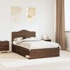 vidaXL Bed Frame with Headboard Brown Oak 120 x 190 cm Solid Pine Wood