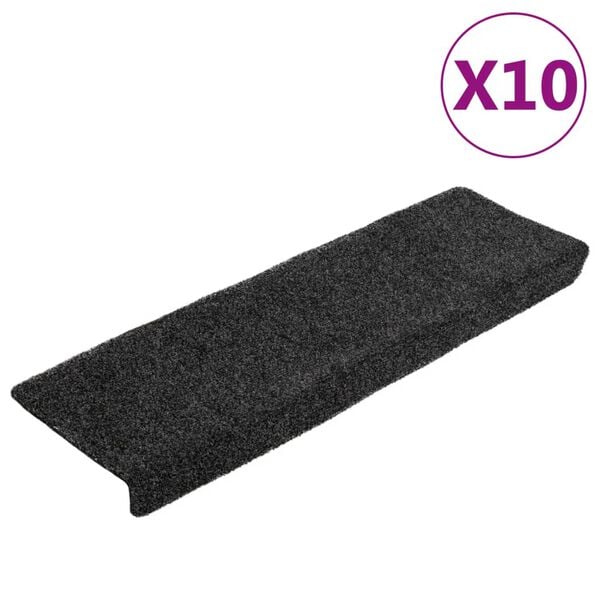 vidaXL Stair Mats Self-adhesive 10 pcs 65x21x4 cm Dark Grey Rectangular Edge