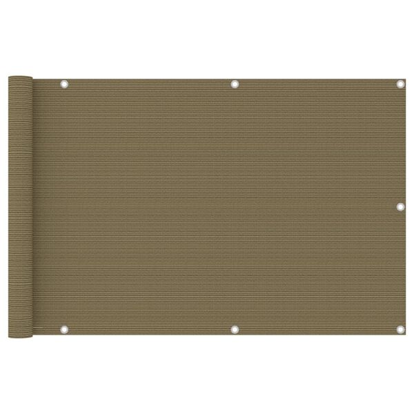 vidaXL Balcony Screen Taupe 90x600 cm HDPE