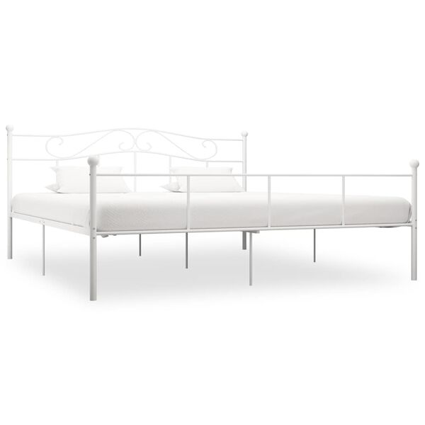 vidaXL Bed Frame without Mattress White Metal 180x200 cm Super King
