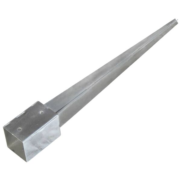 vidaXL Ground Spikes 2 pcs Silver 9x9x90 cm Galvanised Steel