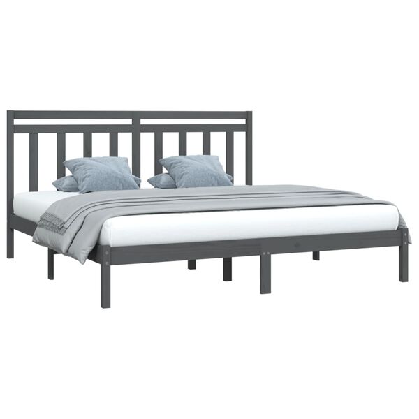 vidaXL Bed Frame without Mattress Grey 200x200 cm Solid Wood