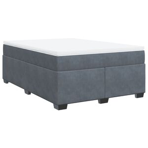 vidaXL Box Spring Bed with Mattress Dark Grey 140x200 cm Velvet