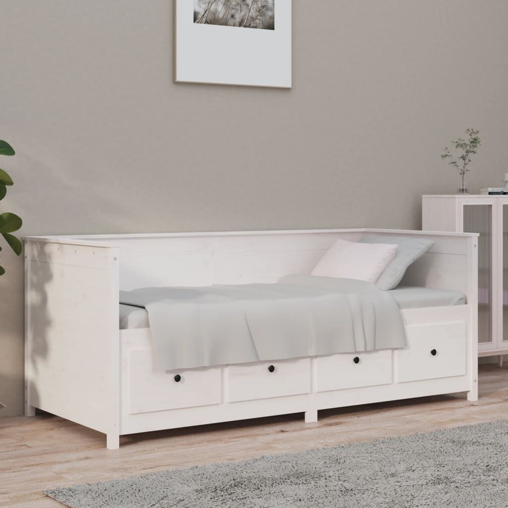 vidaXL Day Bed White 100x200 cm Solid Wood Pine vidaXL