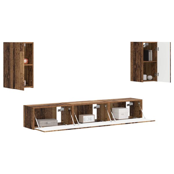 vidaXL TV Cabinet Set Wall-mounted 5 pcs Old Wood Engineered Wood