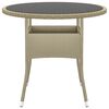 vidaXL Garden Table Ø80x75 cm Tempered Glass and Poly Rattan Beige