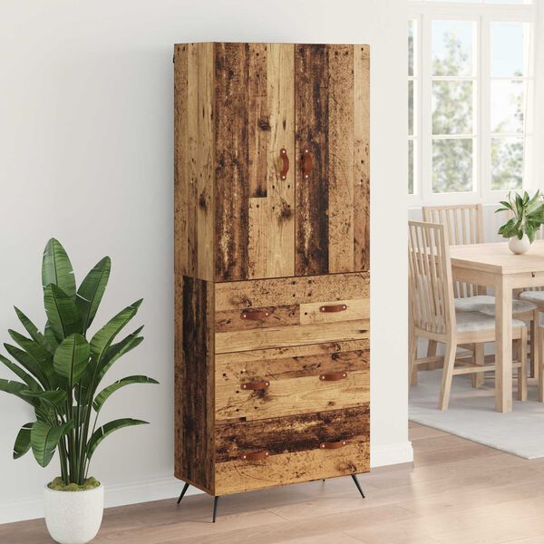 vidaXL Highboard Old Wood 69.5 x 34 x 180 cm Engineered Wood