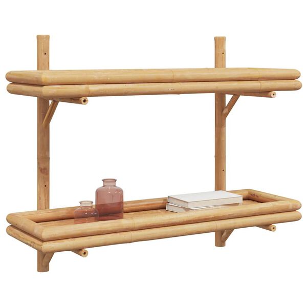 vidaXL Wall Shelf with Shelf Wall-mounted Brown 75 x 26 x 60 cm Bamboo