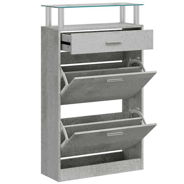 vidaXL Shoe Cabinet Concrete Grey 63x24x104 cm Engineered Wood