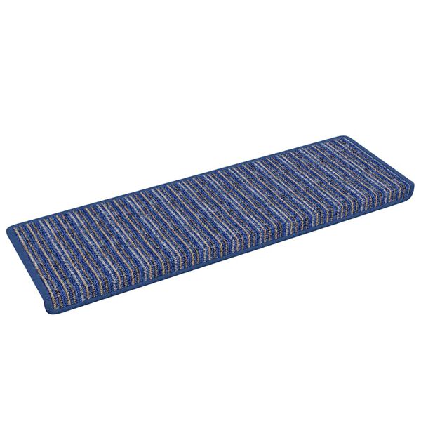 vidaXL Self-adhesive Stair Mats Striped 15 pcs Blue 65 x 21 x 4 cm