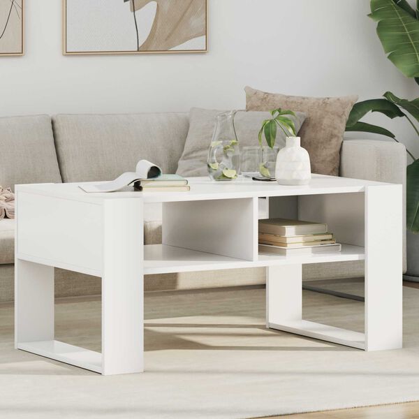 vidaXL Coffee Table with Storage White 92 x 53 x 45 cm Engineered Wood