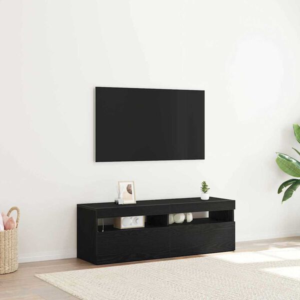vidaXL TV Cabinet Black Oak 120 x 35 x 40 cm Engineered Wood