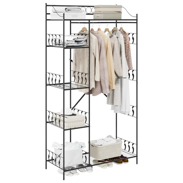 vidaXL Open Wardrobe with Shelf Black 101 x 43 x 188 cm Steel