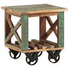 vidaXL Side Table with Wheels 40x40x42 cm Solid Wood Reclaimed