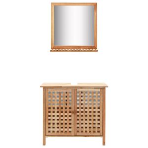 vidaXL Sink Cabinet with Mirror Solid Walnut Wood
