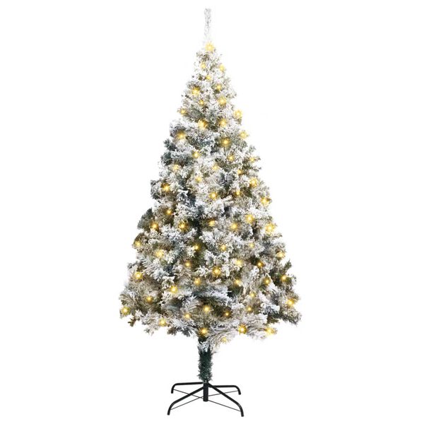 vidaXL Artificial Christmas Tree with 300 LEDs with Stand White 180 cm