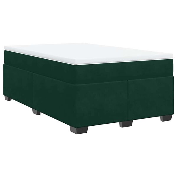 vidaXL Box Spring Bed with Mattress Dark Green 120x200 cm Velvet