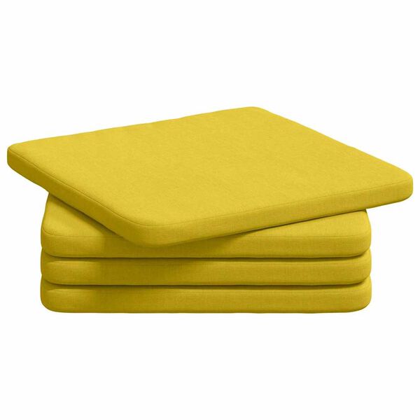 vidaXL Seat Cushions 4 pcs Light Yellow 40 x 40 x 3 cm Fabric