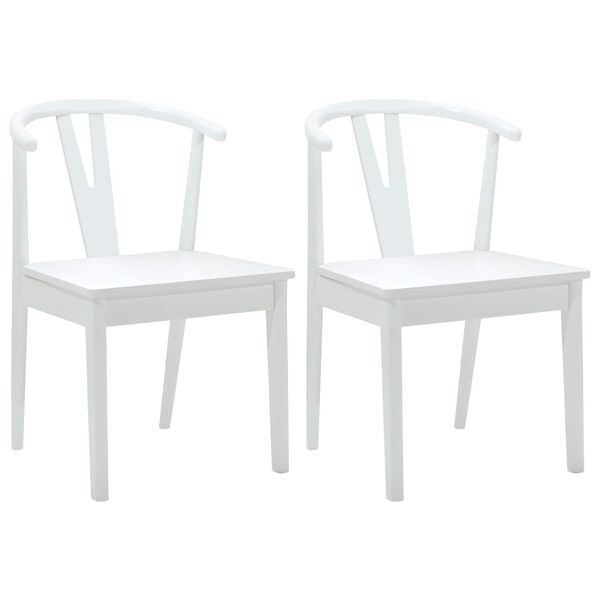 vidaXL Dining Chair 2 pcs White and White Solid Rubber Wood