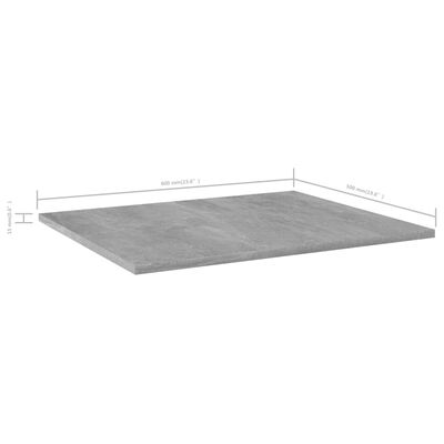 vidaXL Bookshelf Boards 4 pcs Concrete Grey 60x50x1.5 cm Engineered Wood