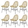 vidaXL Dining Chair | Set of 6 | Natural rattan | Standard | Durable