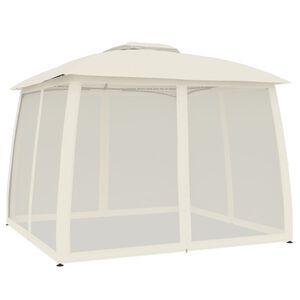 vidaXL Gazebo with Double Roof and Mesh Walls Cream 2.93x2.93 m Steel
