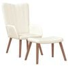 vidaXL Relaxing Chair with a Stool Cream White Velvet