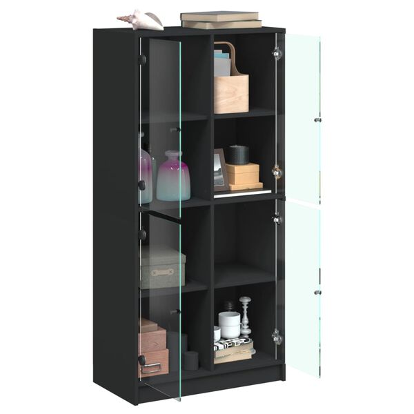 vidaXL Highboard with Doors Black 68x37x142 cm Engineered Wood