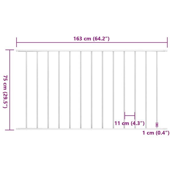 vidaXL Fence Panel Powder-coated Steel 1.7x0.75 m White