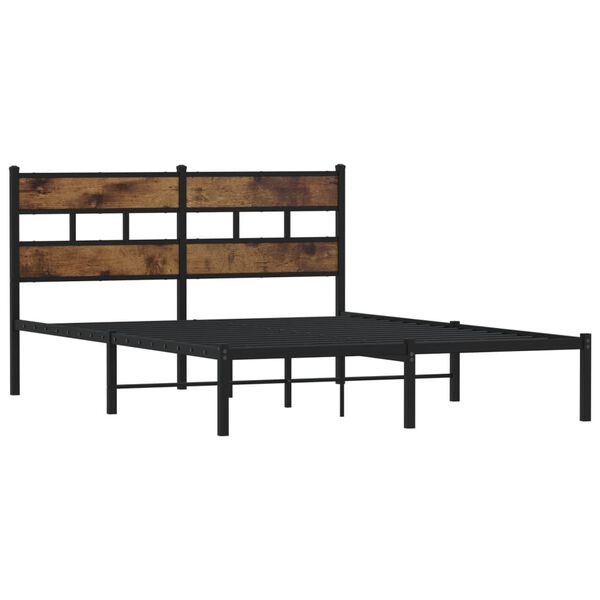 vidaXL Metal Bed Frame without Mattress Smoked Oak 150x200 cm King Size