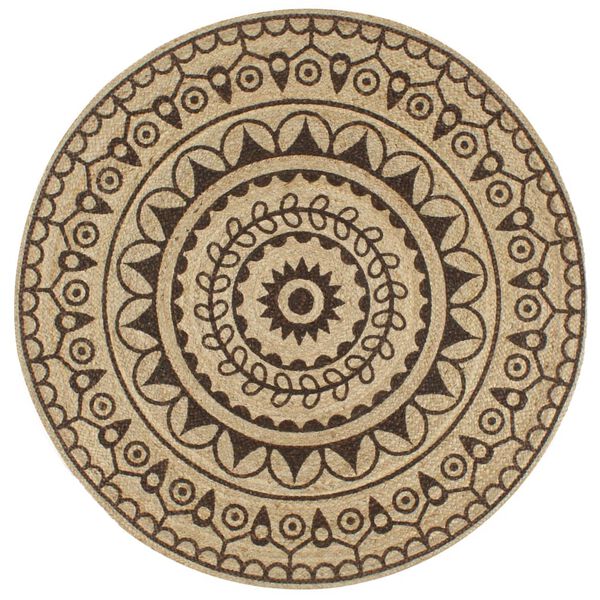 vidaXL Handmade Rug Jute with Dark Brown Print 90 cm