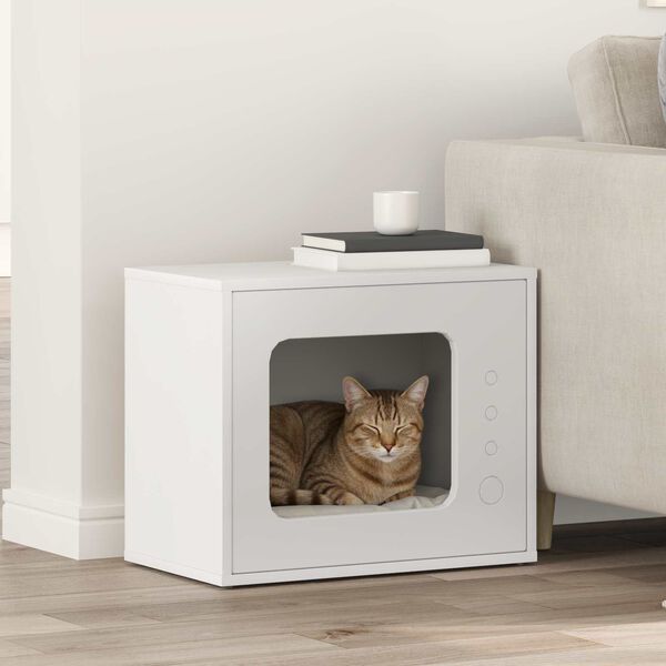 vidaXL Cat House White 51 x 30 x 42 cm Engineered Wood